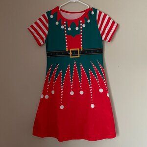Girls Christmas Elf Dress Costume